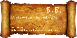 Blahovics Barnabás névjegykártya